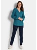 GOLDNER Tunika Elegante Viskosebluse mit V-Ausschnitt in petrol