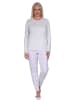 NORMANN Verspielte langarm Schlafanzug Pyjama floralen Muster - 79808 in grau