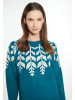Albee Women Strick Pullover in Petrol Mehrfarbig