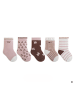 MUNADUNA 5er-Pack Kinder­socken mit süßem Häschen-Motiv in Rosa-Kaffee