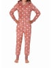 NORMANN Jumpsuit Schlafanzug Overall Coralfleece Tupfen - 76794 in rosa