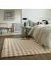 KADIMA DESIGN Hochflor Teppich waschbar 3D Waffel, Unifarben, Struktur, Schlafzimmer in Creme