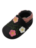 Yalion Leder-Krabbelschuhe "Florid" in Schwarz