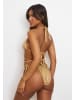 Moda Minx Bikini Top Crete Pendant Hoop Double Waist Strap Triangle in Gold Shimmer