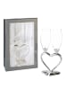 GILDE Champagnerglas "Love" in Silber - H. 26 cm - B. 5 cm