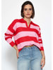 SASSYCLASSY Gestreifter Pullover mit Polokragen in Pink