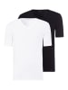 Hanro Unterhemd / Shirt Kurzarm Natural Function in Schwarz / weiß