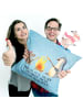 Mr. & Mrs. Panda 40x40 Kissen Pinguin Lagerfeuer mit Spruch in Eisblau