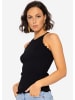 SASSYCLASSY Strick Top mit Bogenkante in schwarz