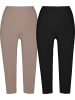 REDBEST Single-Jersey Capri-Leggings im 2er-Pack in taupe/schwarz