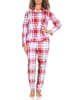 NORMANN Schlafanzug langarm Pyjama karierte Optik Jersey - 87048 in rot