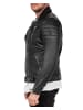 Reichstadt Herren Slim Fit Echtlederjacke Silver Zipper in Black