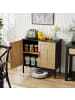 COSTWAY Sideboard Rattan Aufbewahrungsschrank in Schwarz