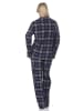 NORMANN Flanell Schlafanzug langarm Pyjama Kariert in navy