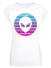 F4NT4STIC Extended Shoulder T-Shirt Alien Kopf in weiß