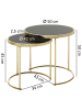 KADIMA DESIGN Design Satztisch COMO /Gold Beistelltisch Metall/Glas,