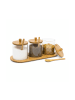 relaxdays Gewürzgläser Jiao in Natur - (B)31 x (H)12 x (T)12 cm