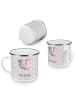 Mr. & Mrs. Panda Camping Emaille Tasse Axolotl Liebe mit Spruch in Grau Pastell