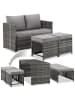 tectake 2-in-1-Rattanlounge-Set, höhenverstellbare Tischfüße, wasserabweisend