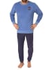NORMANN langarm Frottee Pyjama Rundhalsschnitt & Bündchen - 82449 in blau