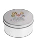 Mr. & Mrs. Panda Erinnerungsbox Igel Familie mit Spruch in Grau Pastell