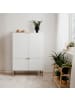 Furn.Design Highboard weiß, Gold 100 cm, Anrichte mit Soft-Close und 3D-Struktur