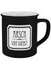 Geda Labels Tasse Arsch vom Dienst Emaille-Optik in Schwarz - 400 ml