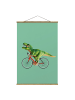 WALLART Stoffbild - Jonas Loose - Dinosaurier mit Fahrrad in Grün