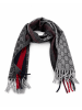 Gucci Grau Anthrazit Monogramm Kaschmir- & Wollschal mit rot-navyblauen Streifen