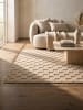 KADIMA DESIGN Flachgewebe-Teppich Schachbrett Grafisch Modern Pflegeleicht in Beige