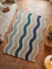 KADIMA DESIGN Wollteppich fussbodenheizung-geeignet MONNOW Wellenstreifen in Natur-Blau