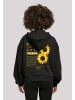 F4NT4STIC Ladies Organic Oversized Hoodie Sonnenblume in schwarz