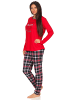 NORMANN Pyjama lang Karohose - 48751 in rot