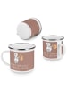 Mr. & Mrs. Panda Camping Emaille Tasse 8. Hochzeitstag Blechhoch... in Braun Pastell