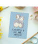 Mr. & Mrs. Panda Postkarte Schwestern Liebe mit Spruch in Blau Pastell