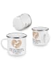Mr. & Mrs. Panda Camping Emaille Tasse 2. Hochzeitstag Baumwollh... in Weiß