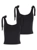 Urban Classics Urban Classics Ladies Tied Basic Jersey Top 2-Pack in black/black