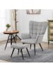 HOMCOM Relaxsessel mit Fußhocker-73L x 77,5B x 98H cm-Hellgrau