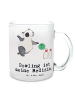 Mr. & Mrs. Panda Trinkglas Panda Bowling mit Spruch in Transparent