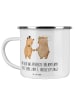 Mr. & Mrs. Panda Camping Emaille Tasse 3. Hochzeitstag Lederhoch... in Weiß
