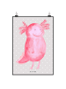 Mr. & Mrs. Panda Art Print Axolotl Glücklich ohne Spruch in Grau Pastell