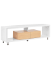 Beliani TV-Schrank KNOX in Weiß/Braun - (W) 159 x (H) 50 x (L) 39 cm