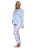 NORMANN Schlafanzug langarm Pyjama karierter Hose Jersey - 84738 in hellblau