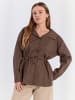 Norr Hemd Augusta in Dark Brown with Stripes
