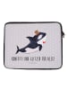Mr. & Mrs. Panda Laptop Tasche Orca Zylinder mit Spruch in Grau Pastell