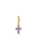 Thomas Sabo Charm-Anhänger Kreuz Mit Violetten Steinen in gold, violett