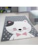 KADIMA DESIGN Kinderteppich Waschbar Niedliche Katze TASNA Strapazierfähig OEKO-TEX