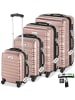 tectake Hartschalenkoffer-Set Mila mit Sicherheits-Zahlenschloss, roségold