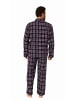 NORMANN Flanell Schlafanzug langarm Pyjama zum durchknöpfen - 70806 in navy