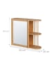 relaxdays Wandregal mit Spiegel in Natur - (B)62 x (H)53 x (T)20 cm